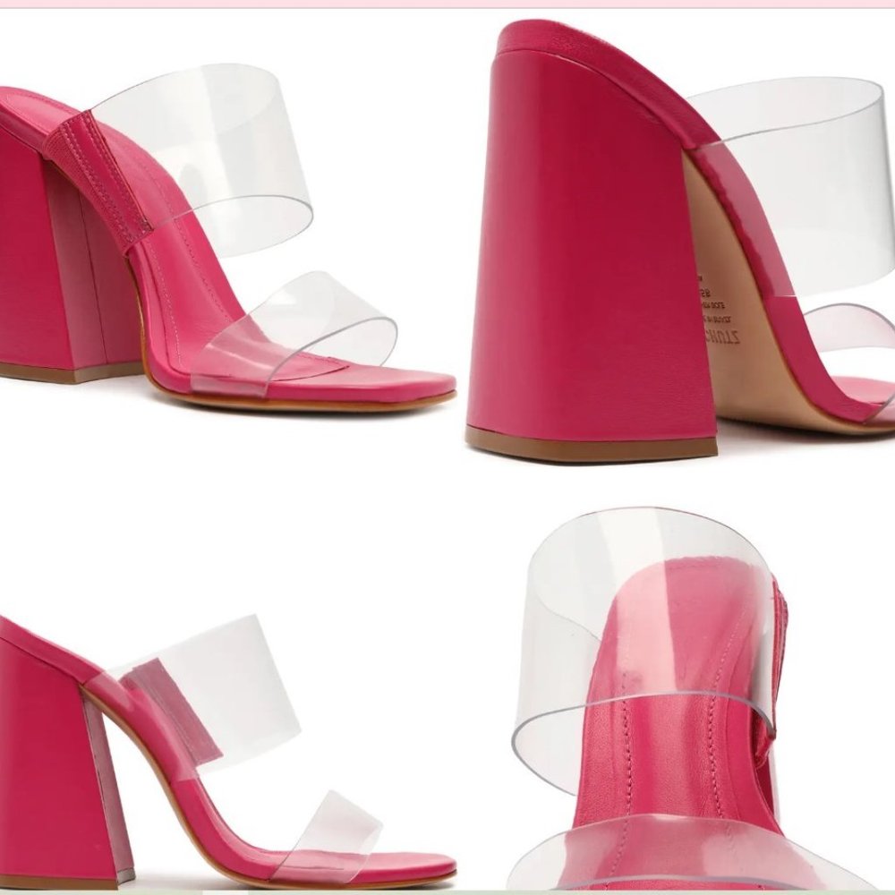 Schutz Victorie High Block Clear Block Heel Dress Sandals